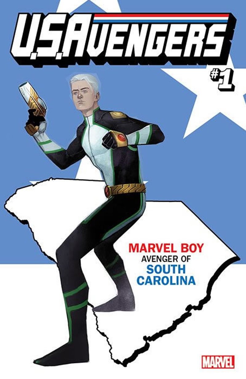 Illustration for article titled Trying to Figure Out the Hero/State Pairings of Marvel's USAvengers Covers